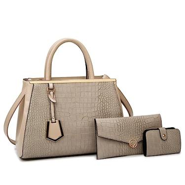 Imagem de Bolsa feminina com alça superior bolsa de couro com estampa de crocodilo bolsa transversal moda feminina bolsa de ombro, Caqui