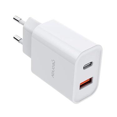 Imagem de Geonav Carregador Universal Ultra Rápido Duo, 1 X USB-C Power Delivery 20W, 1 X USB Quick Charge 18W, CH20PDQC, Branco