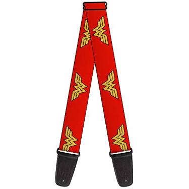 Imagem de Buckle-Down Alça de guitarra com logotipo da Mulher Maravilha vermelha 5 cm de largura