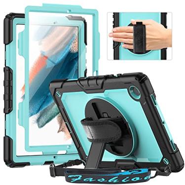 Imagem de Timecity Capa para Samsung Galaxy Tab A8 de 10,5 polegadas lançado em 2022 (SM-X200/X205/X207), com protetor de tela, suporte giratório de 360 graus, alça de ombro para Tab A8 de 10,5 polegadas, azul
