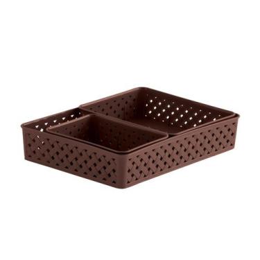 Imagem de Cesto Decorativo Caixa Organizadora Cozinha Casa - Kit Com 3 - Paramou