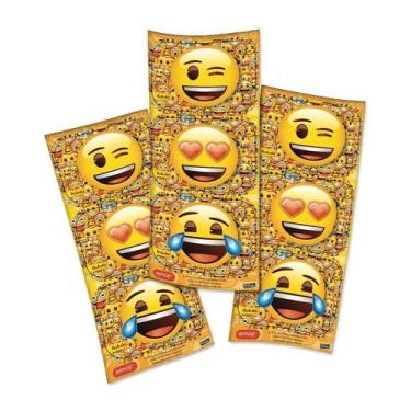Imagem de Adesivo Retangular Festa Emoji - 12 unidades - Festcolor