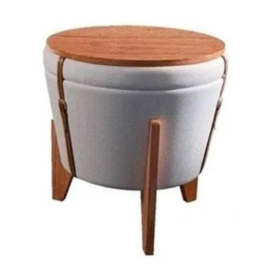Imagem de Puff Decorativo Baú Flex Tampo Para Mesa Centro Linho Claro - Em Decor