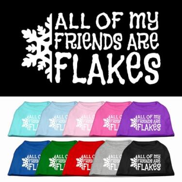 Imagem de Mirage Pet Products Camisetas estampadas All My Friends Are Flakes de 20,3 cm para animais de estimação, PP, azul
