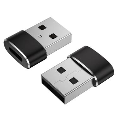 Imagem de Meliya Adaptador USB C para USB, pacote com 2, conversor de cabo carregador tipo C fêmea para USB A macho para iWatch Ultra 9 8 7 SE, iPhone 15 14 13 12 11 Pro Max, iPad Pro Air 9 10 6 Mini (preto +