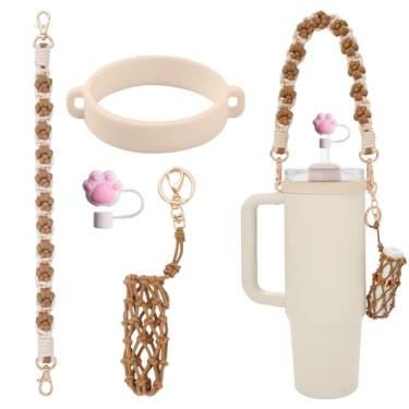 Imagem de Outman Conjunto de acessórios para copos, suporte de garrafa de água, capa de canudo de silicone, suporte de batom para a maioria das garrafas de água de 473 a 1,134 g compatível com copo Stanley