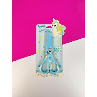 Imagem de Tesoura Escolar Com Capa Protetora Unicórnio MD-2127 - DAFU, Azul