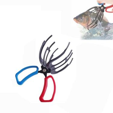 Imagem de HMPBEFU Pegador de peixe de 3 garras, braçadeira de controle de alicate de peixe de metal, aderência segura em diversos peixes de água doce, para entusiastas de equipamentos de pesca