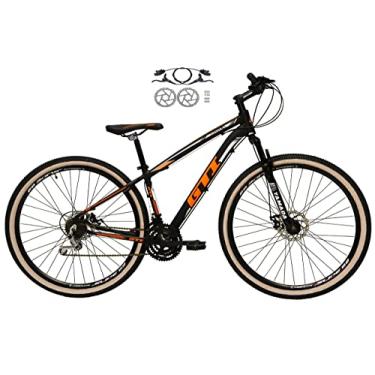 Imagem de Bicicleta Aro 29 Gti Roma Alumínio 21v Freios a Disco Hidráulicos Garfo Suspensão com Pneu Faixa Bege (Preto/Laranja, 15)