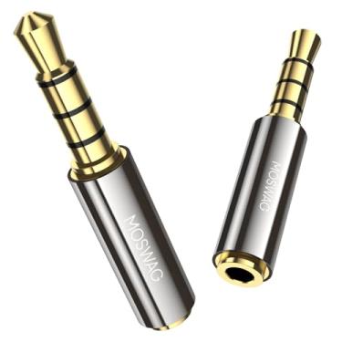 Imagem de MOSWAG Adaptador de fone de ouvido de áudio macho de 3,5 mm para fêmea de 2,5 mm, macho de 1/20.3 cm para conector de áudio estéreo fêmea de 2,5 mm, banhado a ouro, compatível com iPhone, iPod, leitor