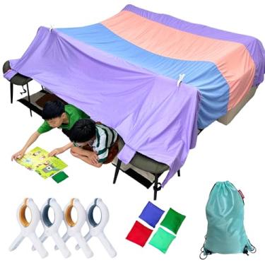 Imagem de lukidoki Magic Fort Building Kit for Kids - Large Lightweight Fort Building Clips Blankets with CPC Certification - Portable Playhouse Play Tent Fort - Indoor/Outdoor Girls/Boys Toys Ages 4-5 6 7 8-12