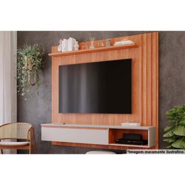 Imagem de Home P/ Tv Até 60 Pol Panama Plus Ripado C/ 1 Porta 162x157cm Cinamomo/off White - Permóbili