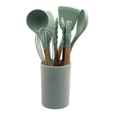 Imagem de Conjunto De Utensílios De Cozinha De Silicone 8 Peças Verde Claro