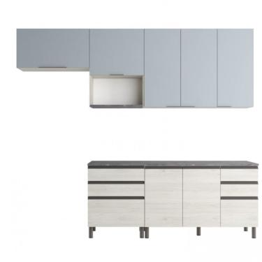 Imagem de Cozinha Bartira Cristal Com 7 Portas, 6 Gavetas, 4 Prate Freixo-azul