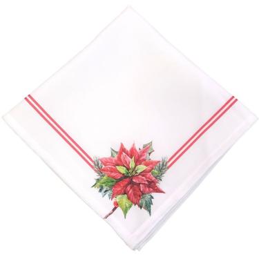 Imagem de Kit 4 Guardanapos De Tecido Flor De Natal Canto Branco 40cmx40cm branco