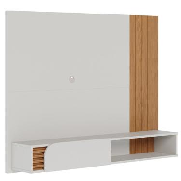 Imagem de Painel Para Tv 60 Pol Bancada Suspensa 160cm Mayer C04 Off White Matte Freijó - Lyam Decor