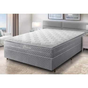 Imagem de Cama Box Casal Umaflex Glamour 138x188x75cm Molas Ensacadas - Cinza
