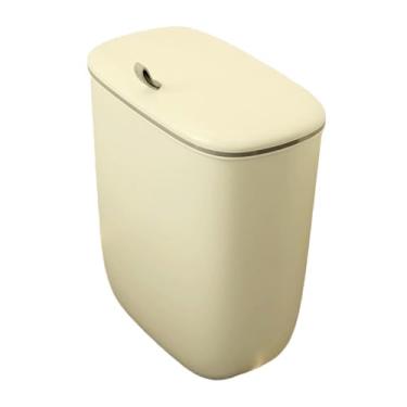 Imagem de IEUDNS Lixeira suspensa com tampa para porta de armário de cozinha, recipiente de lixo, lata de lixo para casa, trailer, banheiro, vaso sanitário, Creme Grande