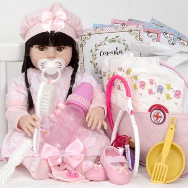Imagem de Bebe Reborn Menina 100% Silicone + Bolsa Maternidade - Cegonha Reborn 