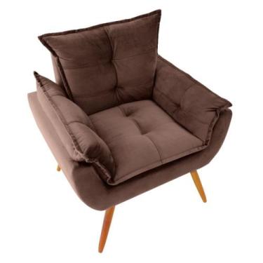 Imagem de Poltrona Decorativa Opala Pés Palito Veludo Marrom Chamby Móveis