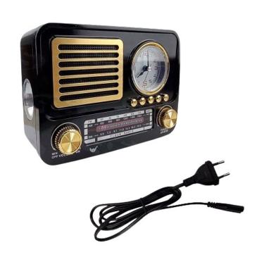 Imagem de Rádio Caixa de Som Retrô com USB AUX Lanterna Recarregável