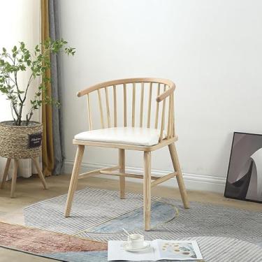 Imagem de Cadeira De Jantar De Madeira Sólida, Cadeira De Jantar De Casa De Meados Do Século, Com Assento Acolchoado E Pernas De Madeira Sólida Para Sala De Estar De Balcão, Sala De Jantar D, C