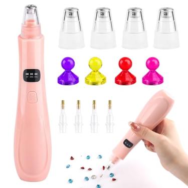 Imagem de Caneta elétrica de pintura artística de diamante com bomba de vácuo, 3 níveis de sucção ajustáveis, caneta de pintura de arte recarregável com 4 pontas substituíveis, presente sem necessidade de cera