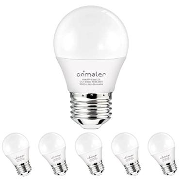 Imagem de Comzler Lâmpada pequena 6 Watts de luz branca quente 2700K, equivalente a lâmpada globo de 60 watts, base de parafuso padrão E26 A15/G45 lâmpada LED para aparelhos geladeira pacote com 6