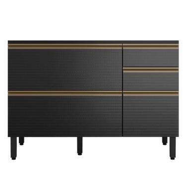 Imagem de Balcão Mdf 1 Porta Basculante 4 Gavetas para Pia 120cm Proença Nogueira/Carbono Prime