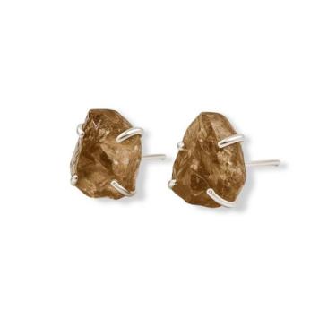 Imagem de Brinco Tarraxa Quartzo Fumê - Cristal Natural, Prata 925