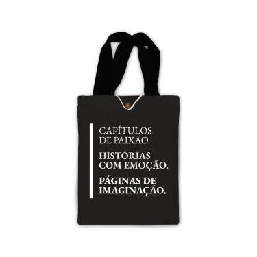 Imagem de Ecobag presente pequena livro book algodão sustentável cru ou preta kindle capa presente natal dia dos professores