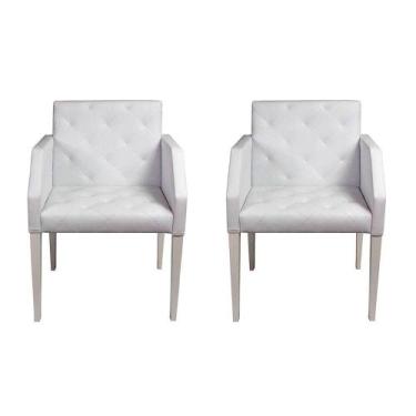Imagem de Kit 2 Poltronas Decorativa Nina Em Tecido Sintético Costura Capitonê -