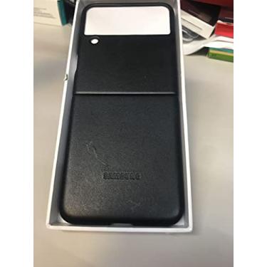 Imagem de Samsung Capa para celular Galaxy Z Flip 3, capa protetora de couro, resistente, protetor de smartphone à prova de choque, versão dos EUA, preto, EF-VF711LBEGUS