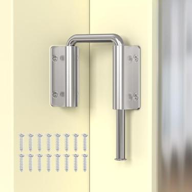 Imagem de Mixizigoz Nova trava de porta deslizante para pátio - Trava em forma de U de 5,5 cm, trava de segurança doméstica de 90/180 graus para portas deslizantes, janelas, celeiros, jardins, telas (prata-1