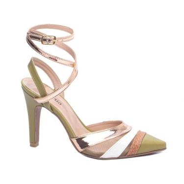 Imagem de Sapato Scarpin - Torricella, Napa verde, Metalizado cobre, Croco branc