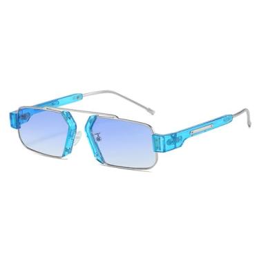 Imagem de Óculos de Sol Femininos com Lentes Transparentes Degradê Oceano, Proteção UV400 e Tamanho Masculino para Esportes ao Ar Livre, Corrida e Ciclismo, Prata com Degradê Azul