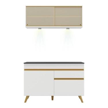 Imagem de Cozinha Compacta 2 Peças Leds Veneza Up Multimóveis Branca - MULTIMOVE