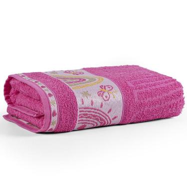 Imagem de Toalha De Banho Avulsa Minimi Infantil 100% Algodão - 1,15m X 75cm - Rainbow Arco íris - Pink