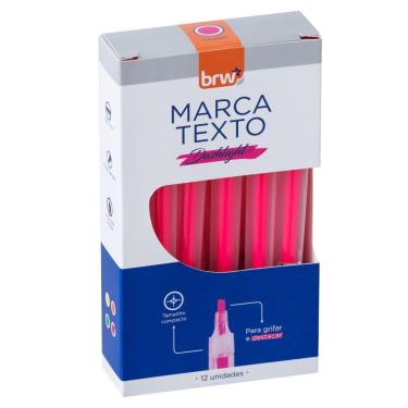 Imagem de Caixa Marca Texto Fluorescente Transparente 12 Unidades Brw Rosa