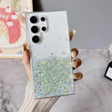 Imagem de Capa de celular translúcida com glitter noctilucente para Samsung Galaxy S23 Fe S24 Ultra Plus A14 A15 A23 A25 A34 A35 A55 A54 (para Samsung A23 5G/verde)