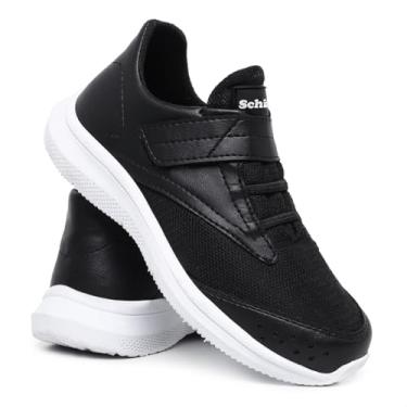 Imagem de Tênis Infantil Masculino, Couro Sintético, Solado Antiderrapante, Sem Cadarço, Casual, Confortável, Para Dia a Dia (Preto/Branco, BR, Criança de 9 a 12 anos, Numérico, 36)