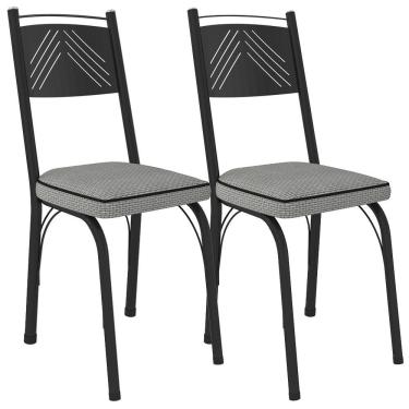 Imagem de Kit 2 Cadeiras Tubular Europa 151 Preto Assento Platina Artef Platina