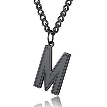 Imagem de Colar Hip Hop com pingente letra M preto com corrente de 56 cm