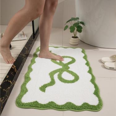 Imagem de Alwoligag Tapete de banheiro 66 x 45 cm, tapetes de banho macios e absorventes, tapetes de microfibra laváveis na máquina para banheiras, pias e chuveiros, verde