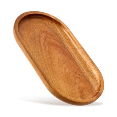 Imagem de DOPENSPI Bandeja oval de madeira, 19 x 10 cm, bandeja oval de cozinha, prato de charcutaria, bandejas de madeira para cozinha, banheiro, festa, lanches, aperitivos, mesa de centro