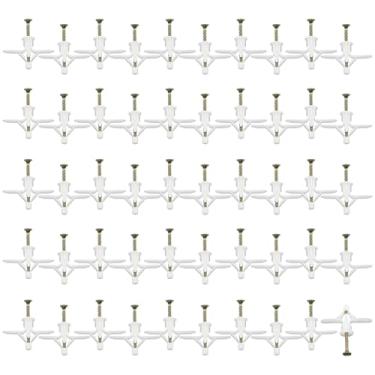 Imagem de Wealrit 50 peças de âncoras de parede oca âncoras de drywall com 30 parafusos para móveis resistentes âncora de avião para cortina de gesso cartonado - Tipo 02