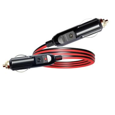 Imagem de Faoyliye Cabo de extensão de plugue de isqueiro de carro 12AWG, plugue de isqueiro macho para macho 15A com luzes LED e proteção de fusível em ambos os plugues - 1 m