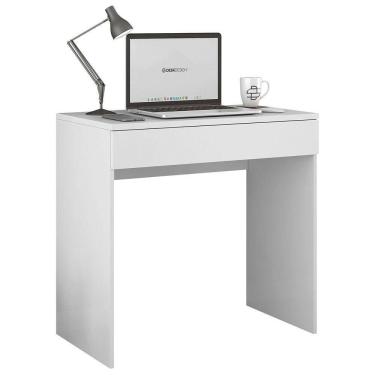 Imagem de Mesa Escrivaninha Estudo Loft Minimalista Bp 100% Mdf 80cm Com 01 Gaveta Branco - Abmaza