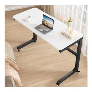 Imagem de Mesa lateral para cama móvel, mesa em forma de C com rodas universais giratórias de 360°, varões de carga reforçados, tamanho pequeno, mesa de computador, laptop, mesa, computador, estação de trabalho