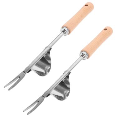 Imagem de Removedor de raízes de aço inoxidável, removedor de raízes, removedor de mãos, foice, extrator de grama, ferramentas manuais para uso doméstico, borda portátil, madeira